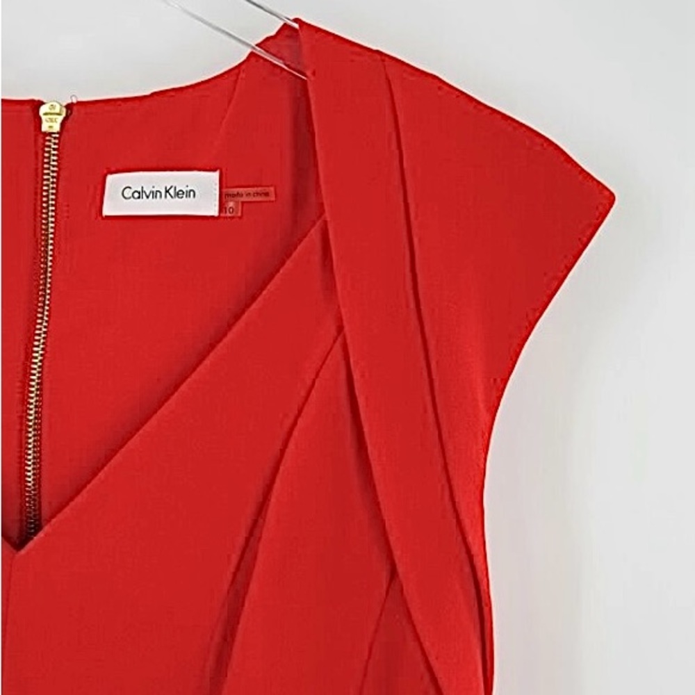 Calvin Klein Red Fit and Flare dress. Size 10 - Picture 4 of 7